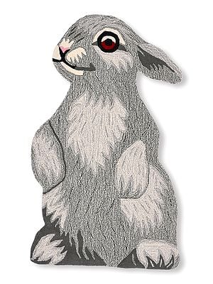 Neutral-Gray Handmade Rabbit Tufted Yogic Asana Mat from Mirzapur