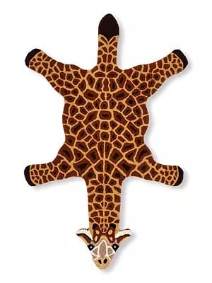 Tri-Color Giraffe Shaped Tufted Yogic Asana Mat from Mirzapur