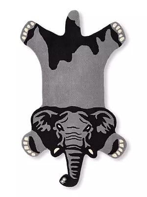 Gray and Black Handmade Elephant Yogic Asana Mat from Mirzapur