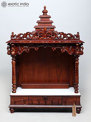 45" Designer Wooden Puja Temple | Handmade | Made In India