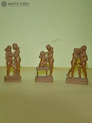 6" Sensual Couple - Kamasutra Statues | Peace of Three | Hand Carved in Orissa Stone | Exquisite Indian Art