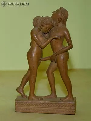 6" Erotic Embrace - Kamasutra Statue | Hand Carved in Orissa Stone | Exquisite Indian Art