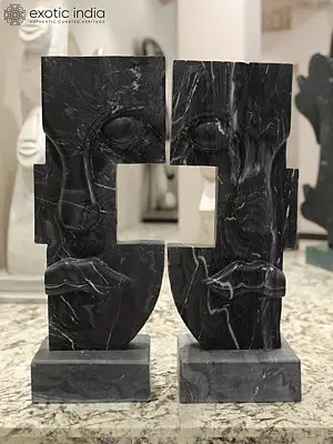 34" Face Statue | Peace of Two | Abstract Modern Art | Exquisite Indian Art