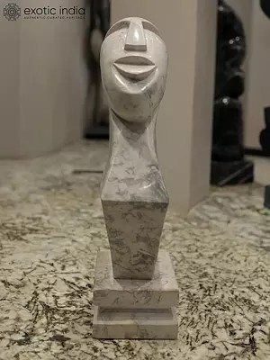 29" Experiencing Peace of Mind | Modern Art Statue | White Marble | Excellent Indian Art
