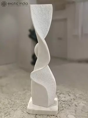 51" Wave Frequency | Modern Art Statue | White Marble | Excellent Indian Art
