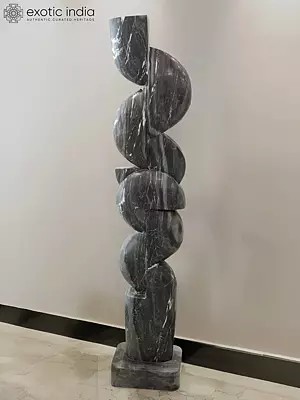 71" Eternal Spiral | Abstract Art Statue | Black Marble | Excellent Indian Art