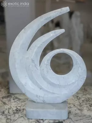 37" Swirling Design | Abstract Art Statue | White Marble Statue | Exquisite Indian Art