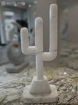 42" Trident | Modern Art Statue | White Marble | Exquisite Indian Art