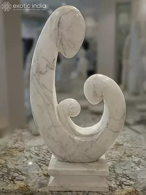 46" Embracing the Wave | Modern Art Statue | White Marble | Excellent Indian Art