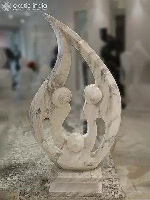 46" Bound by Family Spirit | Modern Art Statue | White Marble | Exquisite Indian Art