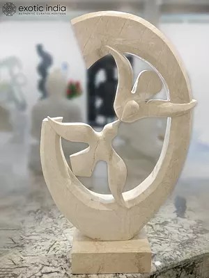 45" Soaring together Statue | White Marble Statue | Exquisite Indian Art