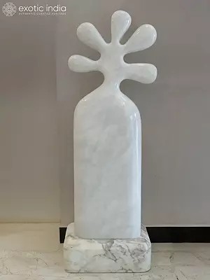 56" Sunflower | Abtract Art Statue | White Marble | Exquisite Indian Art