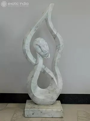 36" God of Guardian | White Marble Statue | Exquisite Indian Art