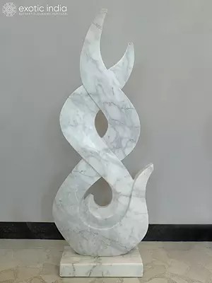 45" Flame of Perseverance | Abstract Art Statue | White Marble | Excellent Indian Art
