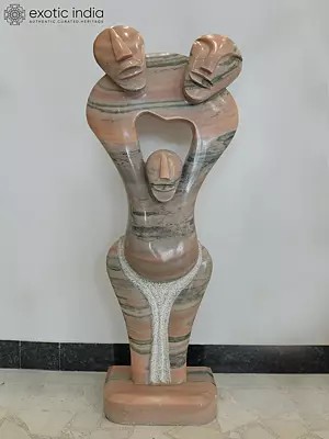 43" Strength of Unity | Abstract Art Statue | Red Marble | Exquisite Indian Art