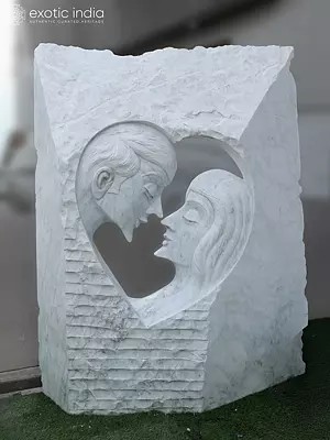71" Bound By Love | Abstract Art Statue | White Marble | Exquisite Indian Art