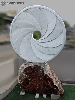 73" Circular Motion | Abstract Art Sculpture | White Marble | Exquisite Indian Art