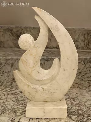 27" Embracing the Ocean Waves | Modern Abstract Statue | Marble | Classic Indian Art