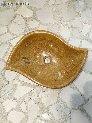 22" Wash Basin - Leaf Shaped | Home Decor | Marble | Exquisite Indian Art
