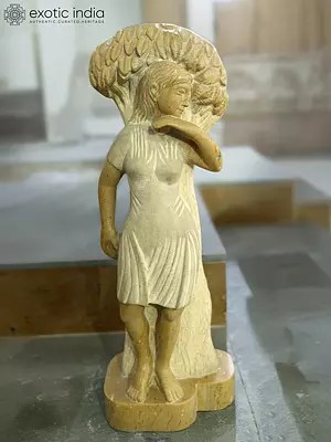 31" Pensive Calm Lady | Modern Art Statue | Marble | Exquisite Indian Art