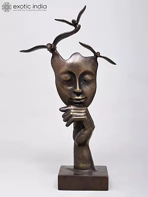 18" Wings of Her Wisdom | Decorative Modern Art Brass Statue | Home Decor