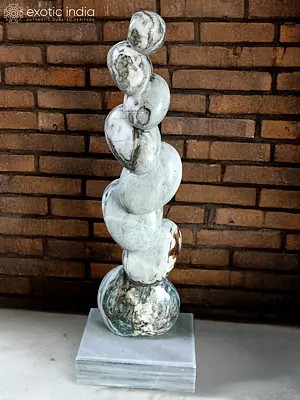 45" Stone Bubbles | Abstract Modern Art | Marble Sculpture | Exquisite Indian Art
