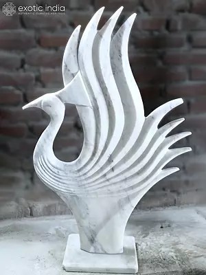 45" Peacock | Modern Art Marble Statue | Exquisite Indian Art