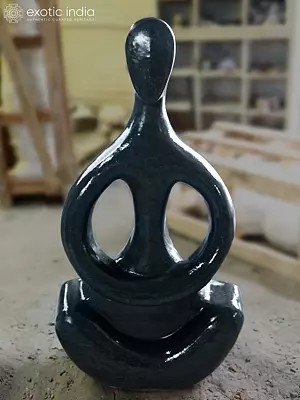 42" Dhyan Mudra | Modern Art Black Marble Statue | Exquisite Indian Art