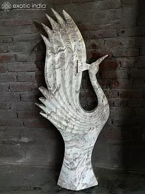 62" Peacock | Modern Art Marble Statue | Exquisite Indian Art