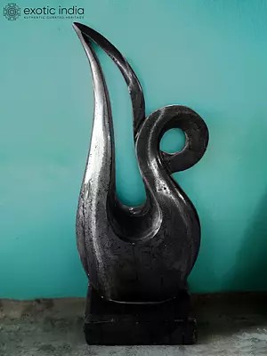 33" Flame | Abstract Modern Art | Black Marble Sculpture | Exquisite Indian Art