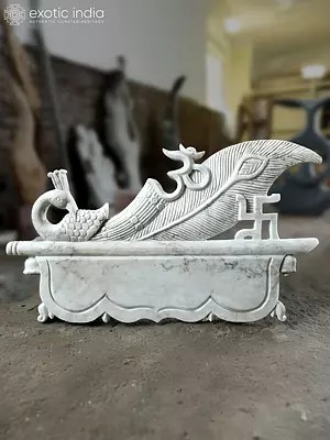 42" Peacock with Om and Swastika | Stone Sculpture | Exquisite Indian Art