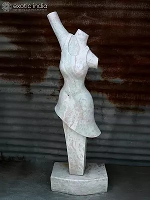 54" Female Statue - Welcoming the Occasion | Abstract Modern Art | Exquisite Indian Art