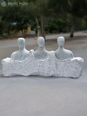 70" Bond of Trio | Abstract Modern Art Stone Statue | Exquisite Indian Art