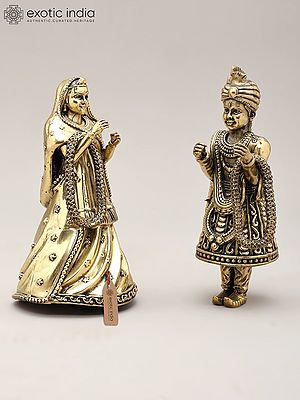 5" Royal Wedding Couple Statue in Brass | Home & Gifting Decor