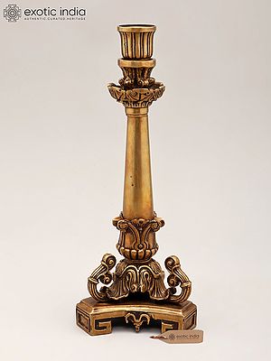 11" Handcrafted Brass Designer Candle Holder | Home Decor