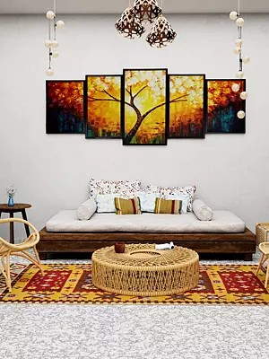 Sahara-Sun Handloom Dhurrie from Sitapur with Woven Kilim Design