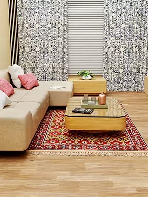 Red Kalamkari Dhurrie from Telangana