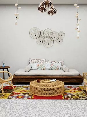 Multicolor Handloom Dhurrie from Sitapur with Kilim Weave