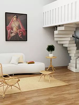 Ivory and Beige Dhurrie from Karnataka with All-Over Weave