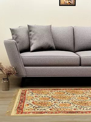 Almond-Buff Aasan from Telangana with Printed Flowers