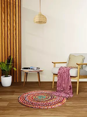Multicolor Stripes Woven Circular Asana Mat