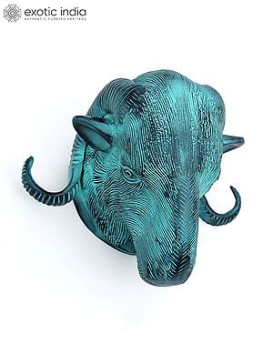 7" Wall Hanging Sheep Head in Brass | Home Decor