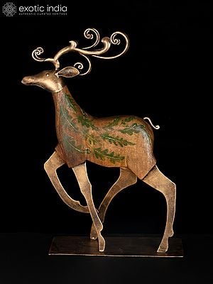 20" Decorative Reindeer Statue | Wood and Iron