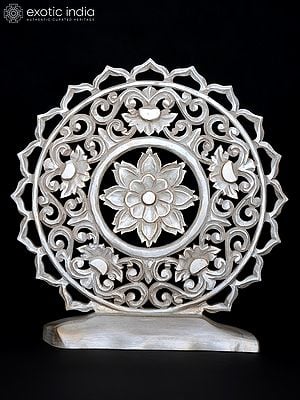 18" Decorative Mandala Art Showpiece In Wood | Home Decor