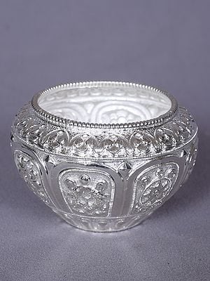 Ashtamangala Symbol Ritual Silver Bowl From Nepal | Home Décorative Item