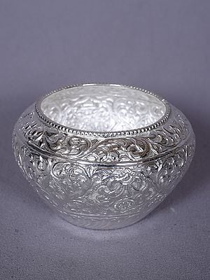 Designer Ritual Silver Bowl From Nepal | Home Décorative Item