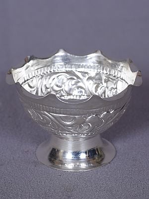 Designer Silver Bowl With Stand From Nepal | Kitchen And Dining Utensils