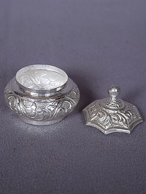 Traditional Silver Kumkum Bowl From Nepal | Sindoor Box