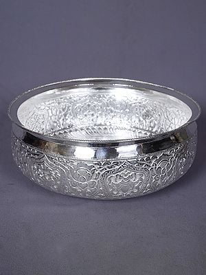 Silver Designer Decorative Bowl From Nepal | Kitchen Decorative Item