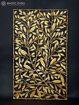 60" Large Rectangular Shaped Brass Tree Branch Wall Art with Birds | Home Decor